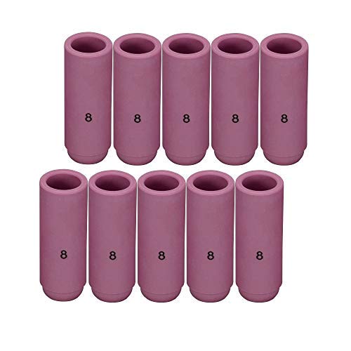 RIVERWELD TIG ألومينا فوهات أكواب درع السيراميك 10N46 8 # 1/2 بوصة 12.5 مم فتحة وD12.5 × 47 مم لـ QQ300 PTA DB SR WP 17 18 26 TIG شعلة لحام حزمة من 10 - Image 1